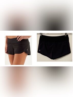 Lululemon Black Athletic Shorts Speed Up Low Rise Lined 14 inches laying flat